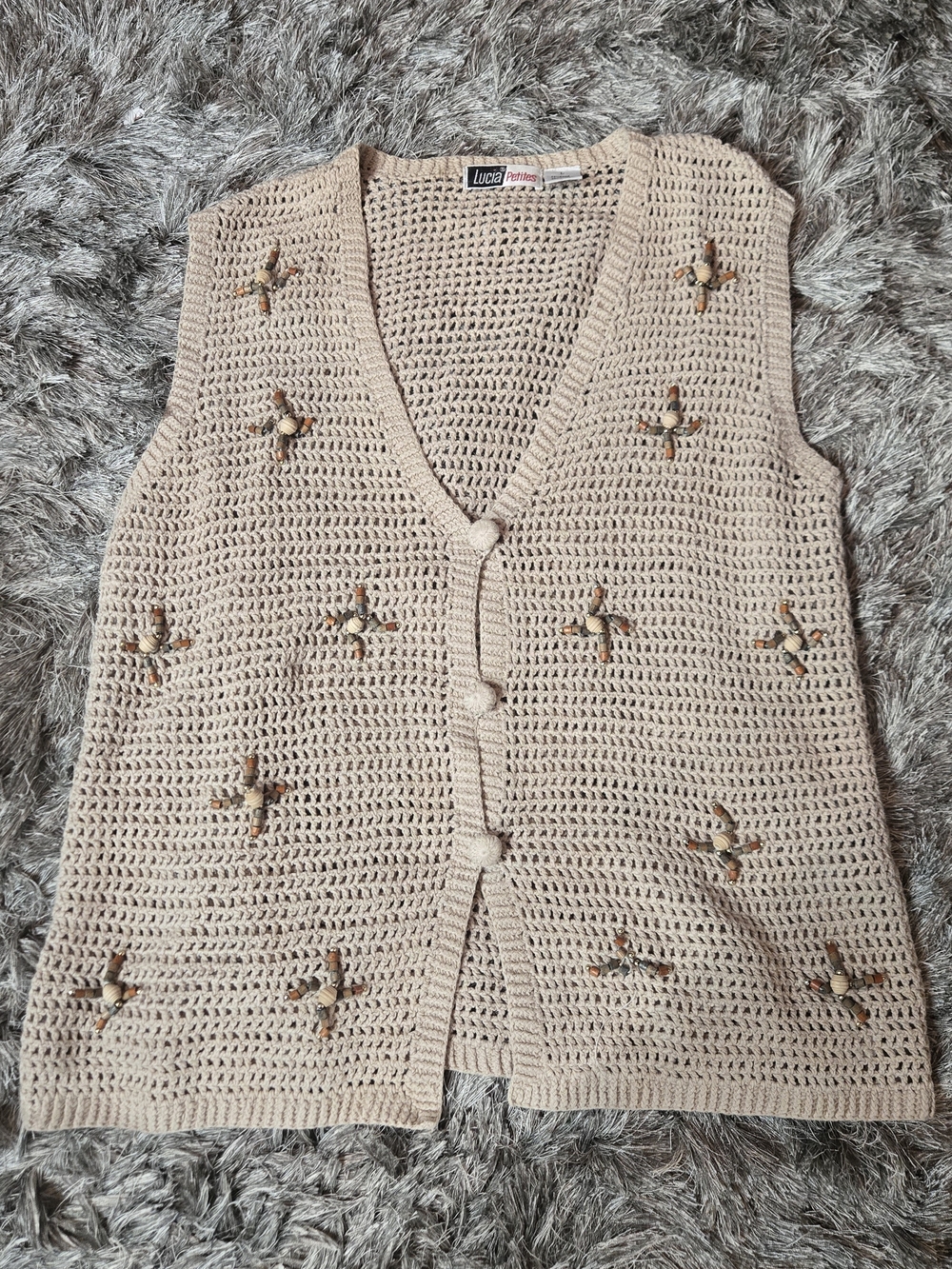 Vintage Lucia Beaded Crochet Vest